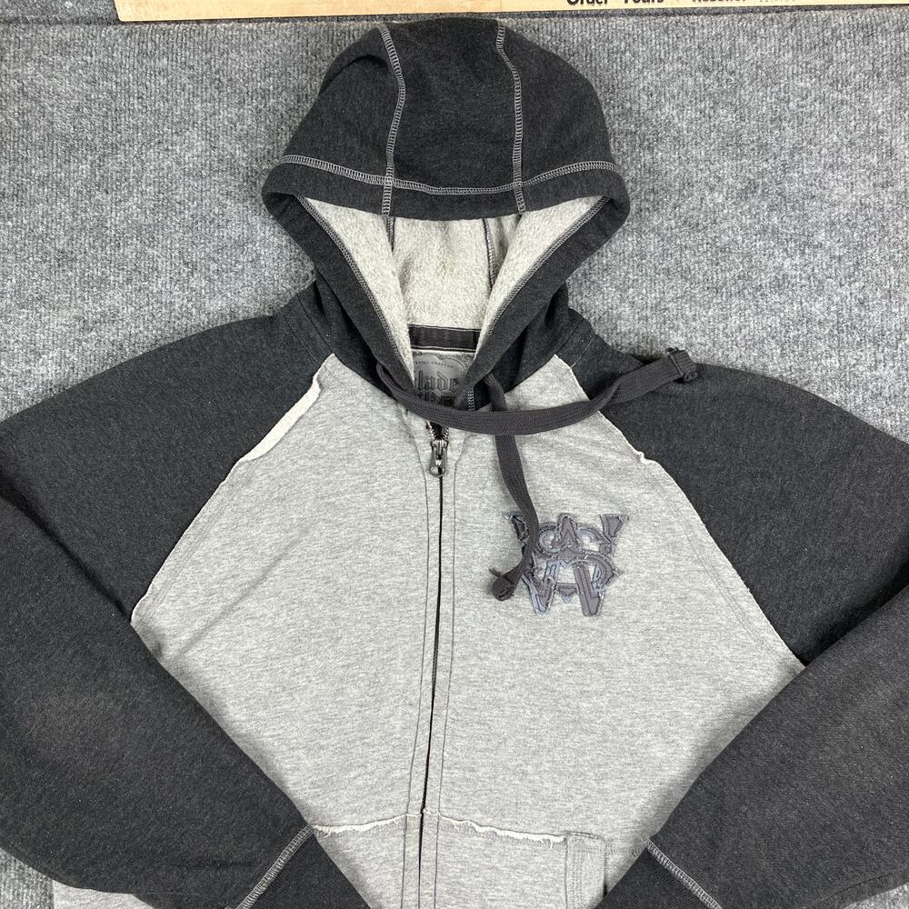 Slade Wilder‎ Hoodie Mens Gray Black XL Full Zip Raglan Destroy Sweatshirt